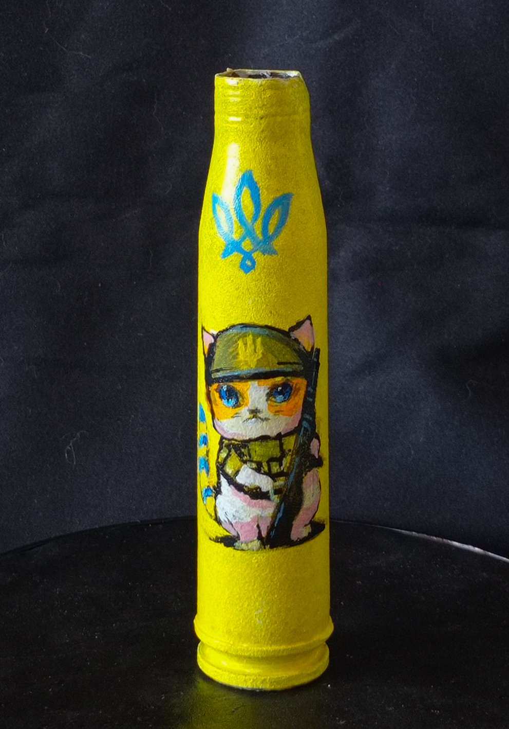30mm shell with drawing of cat soldier. (#217) – Ukraine Aid Ops