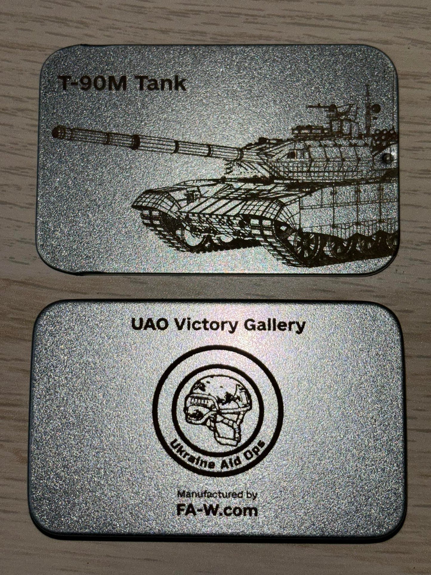 Engraved keychain made from a T-90M Tank