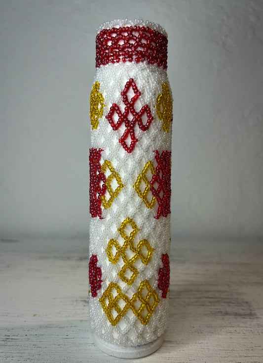 30mm shell made with cross stitching beads. (#174)
