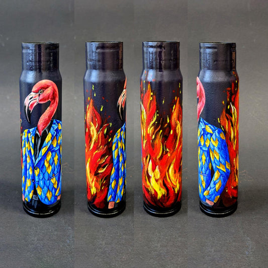 Burning Flamingo. Painted on 30mm shell. (1149 CR)