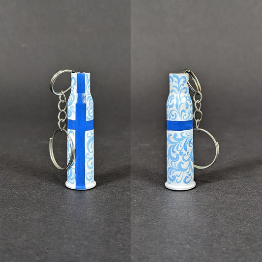 Finland: Small caliber keychain painted in Finnish flag colors.