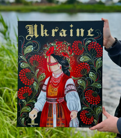 Motanka painted on canvas (40x50 cm). (1095 AL)