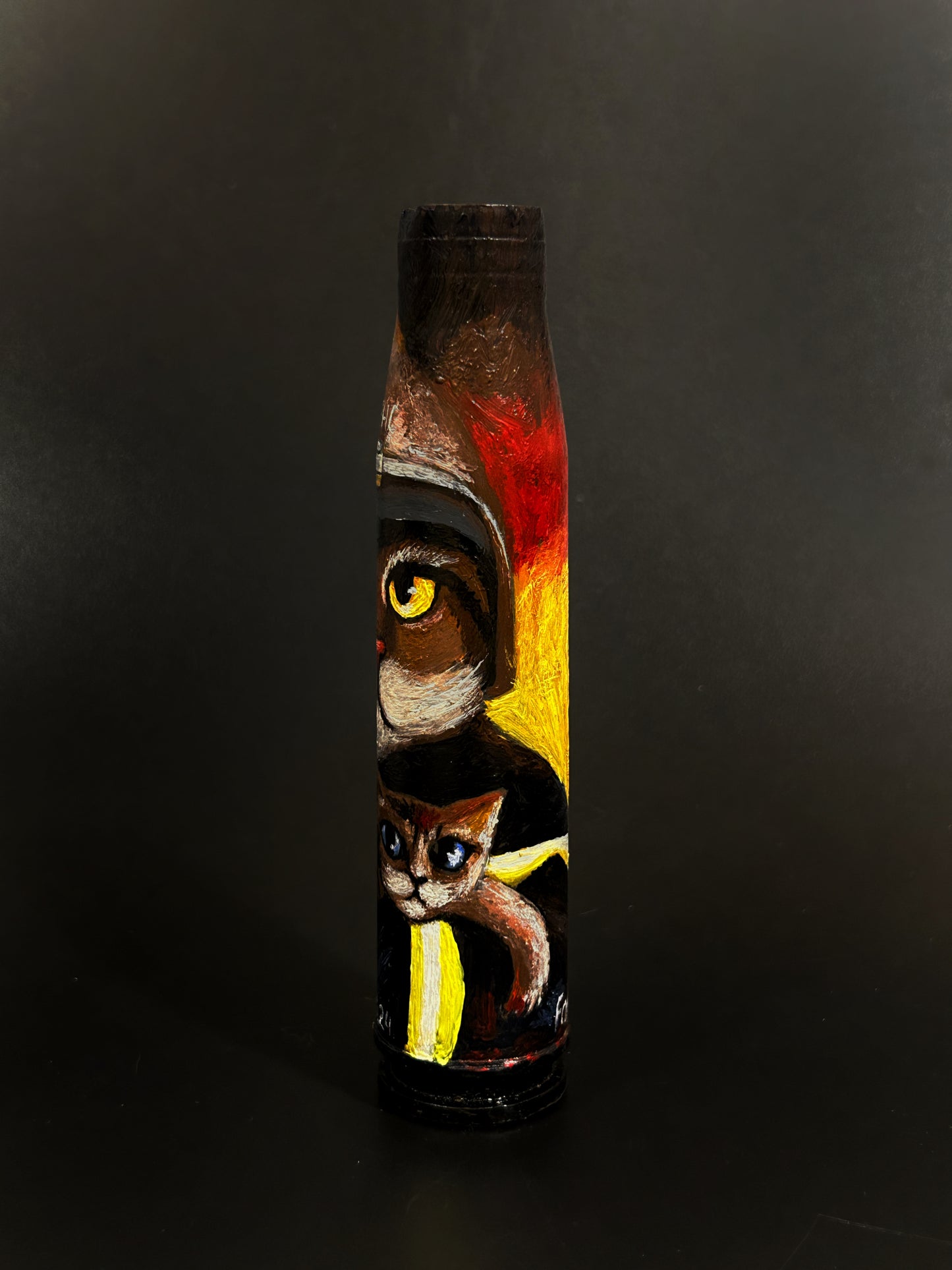 30mm shell with drawing of rescuer cat saving a kitten. (#705)