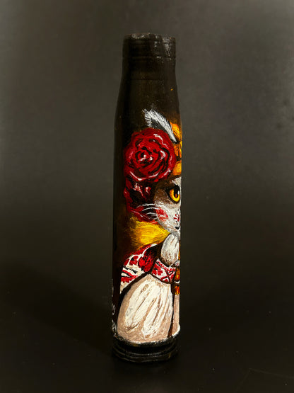 30mm shell with drawing of cat dressed in vyshyvanka (#704)