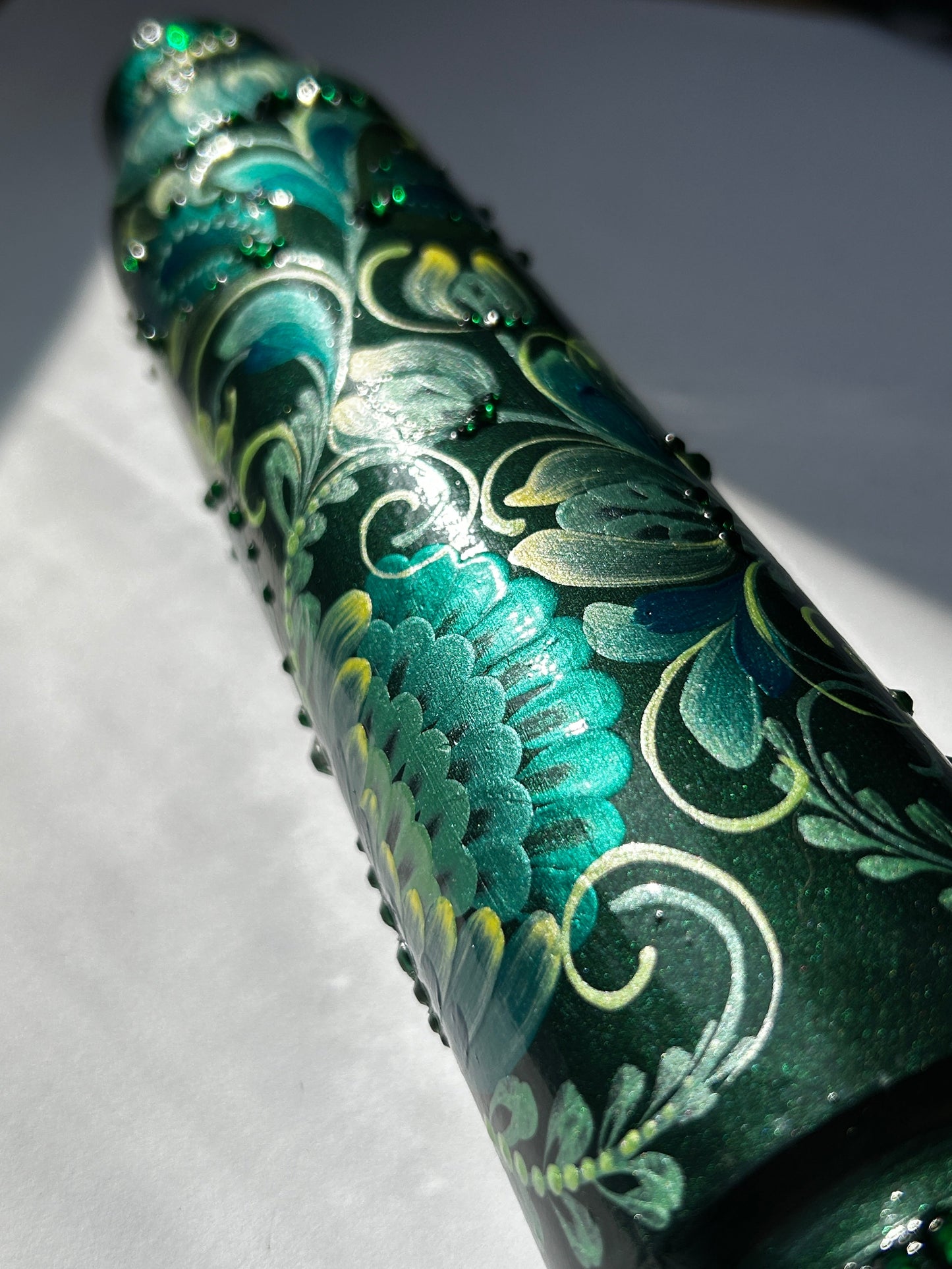 Gepard shell 25cm tall painted with intricate patterns by Ukrainian artist Anastasia