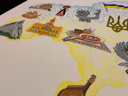 Map of Ukrainian Landmarks. (61.5 x 91.5cm). (1169 AL)