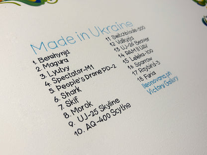 Map of drones made in Ukraine. (61.5 x 91.5cm). (1178 AL)