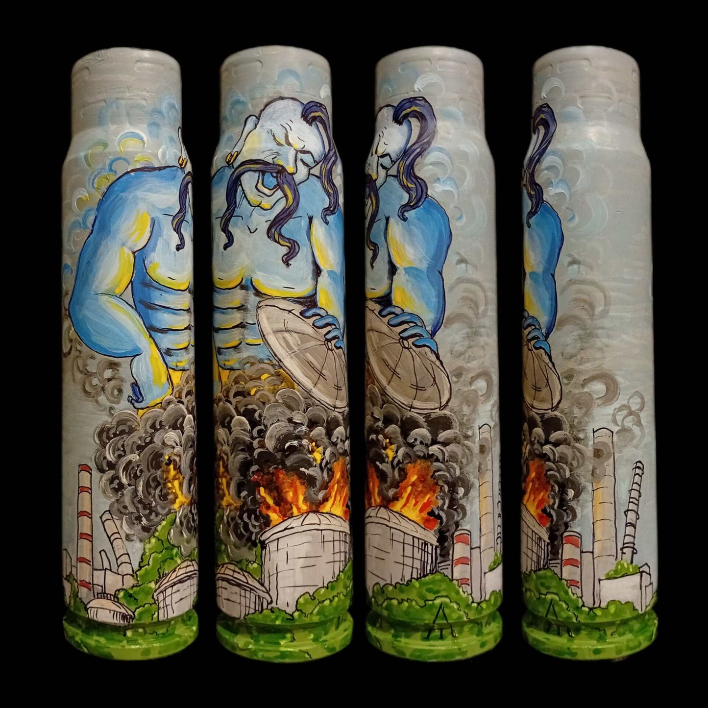 30mm exploded shell sculpture titled Ukrainian Genie by Tanya Leonova with Russian orchestra singing theme