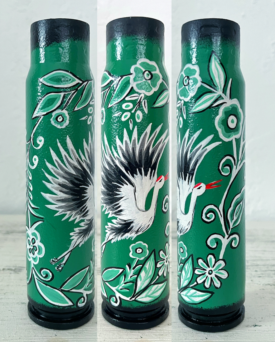 30mm shell artwork with intricate patterns designed by Anna Huliaieva