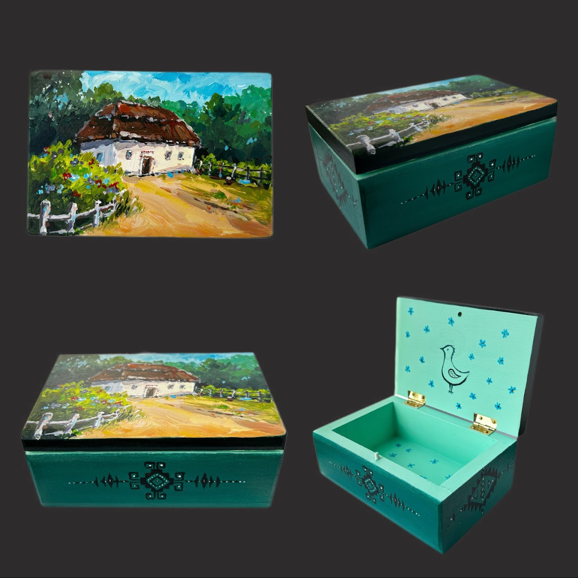Jewelry box "Summer in Ukraine" painted by Marharyta Klimova with vibrant floral design