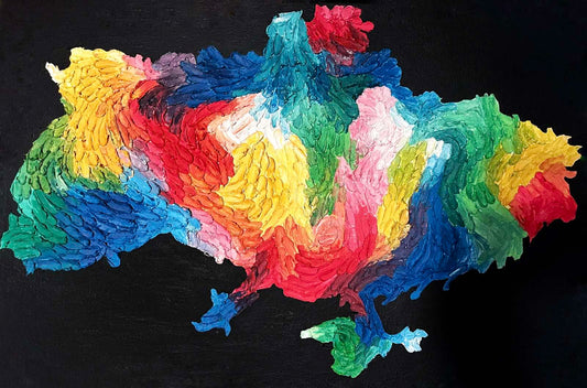 Map of Ukrainian. Acrylic and paste on canvas. (40x60cm). (1192 AH)