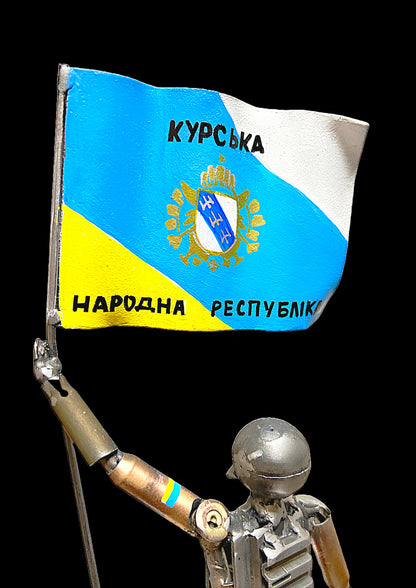 Ukrainian Soldier w/Kursk Independent Republic flag. (36x12cm. HxW)