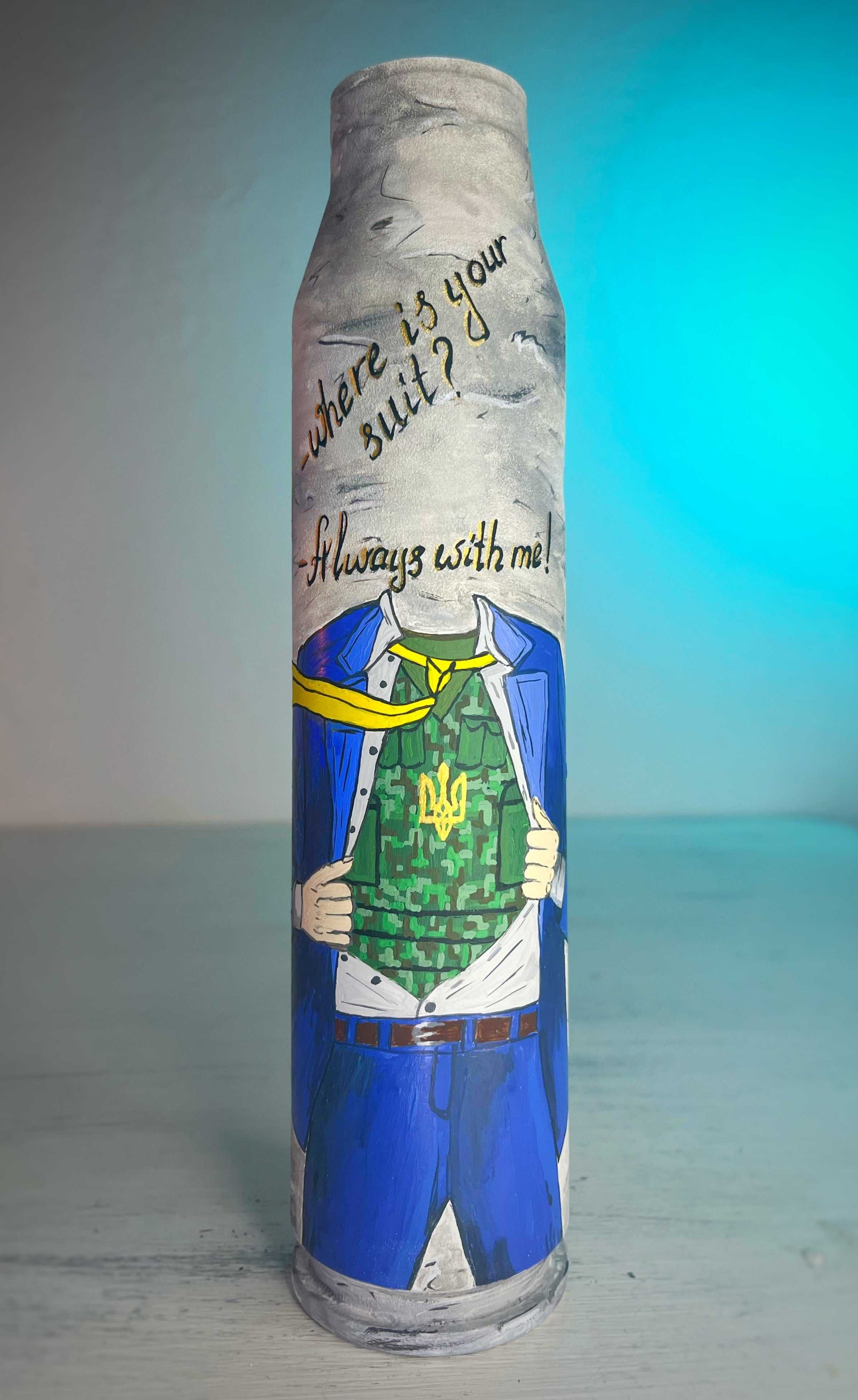 Gepard Shell 23cm tall painted with Ukrainian suit design by Anna Huliaieva