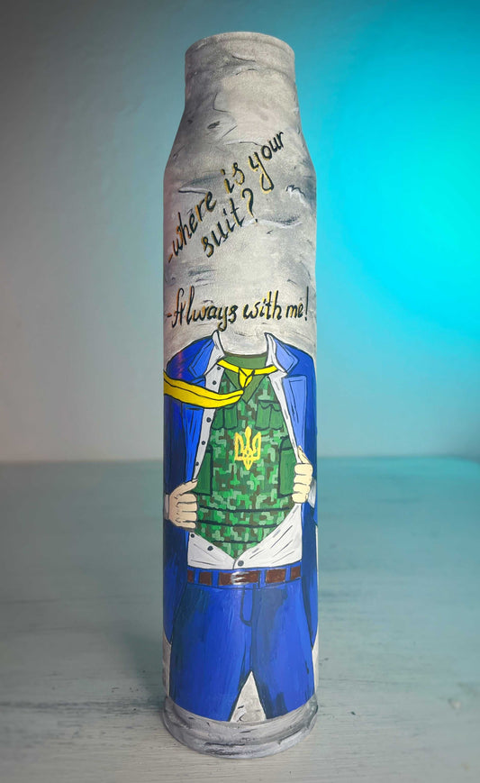 Gepard Shell 23cm tall painted with Ukrainian suit design by Anna Huliaieva
