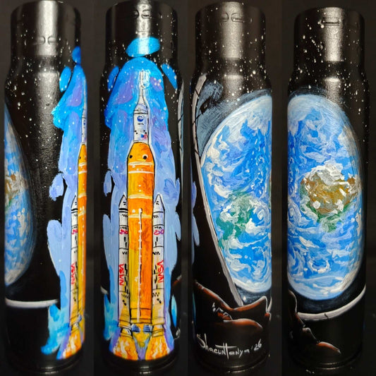 Artemis II flight inspired 30mm exploded shell artwork by Tanya Shacun