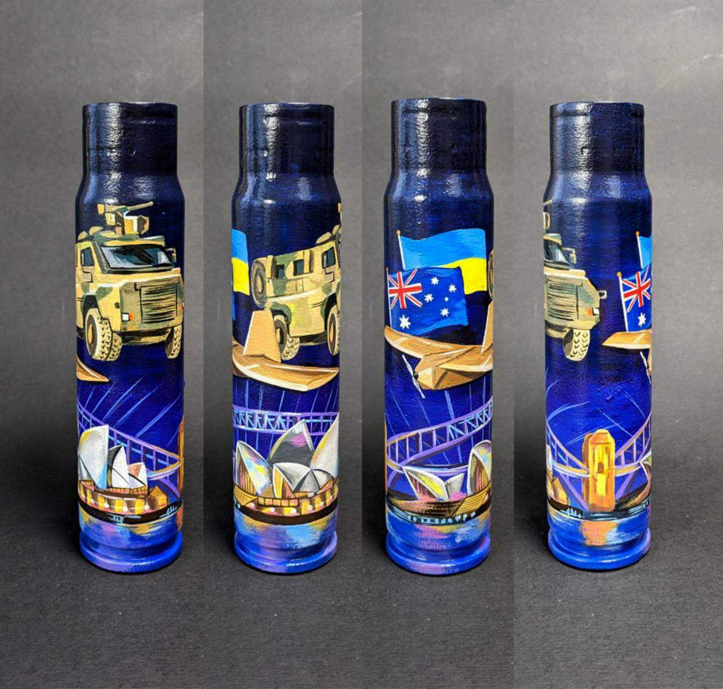 30mm shell drawing painted by Catherine Ruban with Thank you Australia text