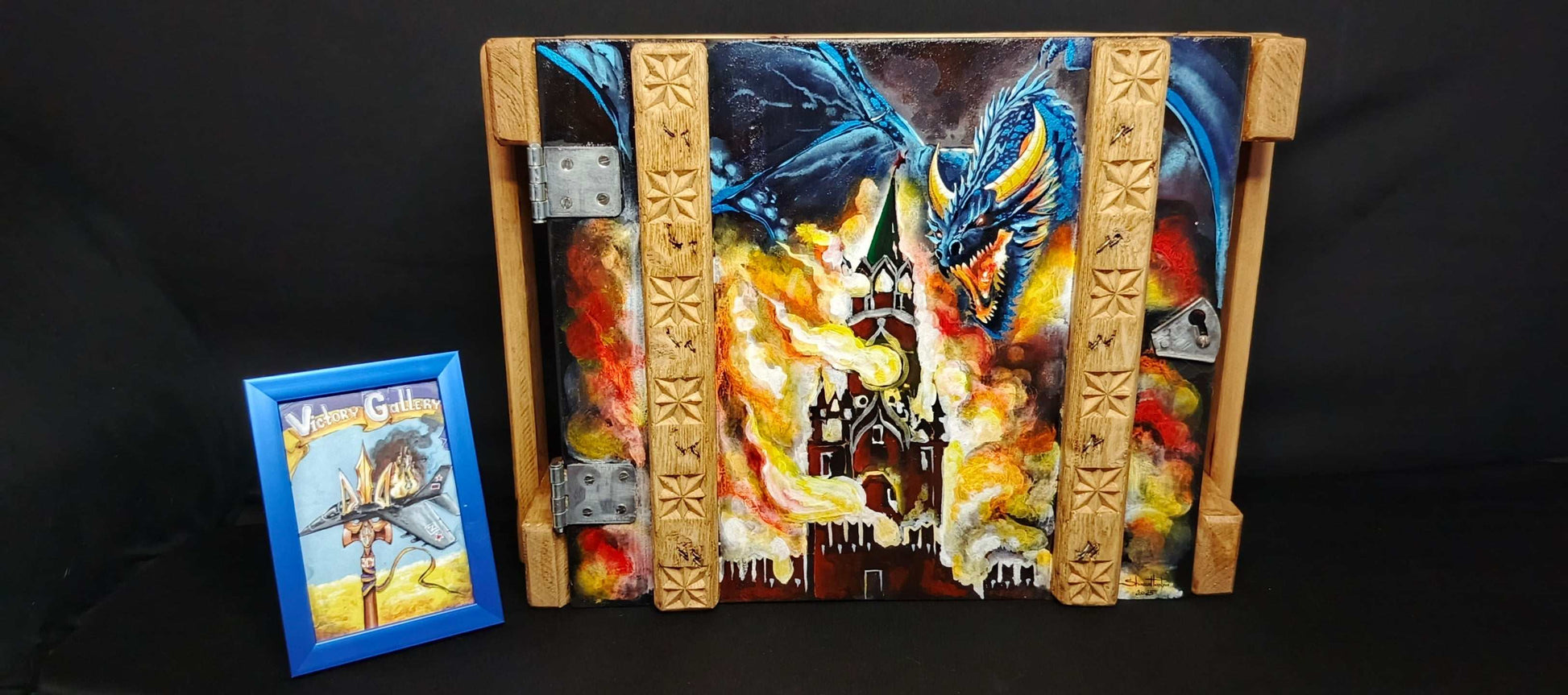 Painted ammunition box titled Big Ukrainian Party (Движуха) by Tanya Shacun, inspired by Putin, 49x35x15 cm