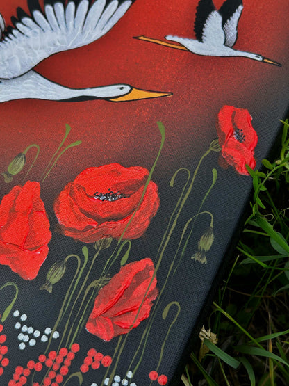 Birds Come Home acrylic painting on canvas by Anastasia Leonova