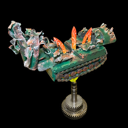 Buk missile system sculpture impaled on Tryzub emblem