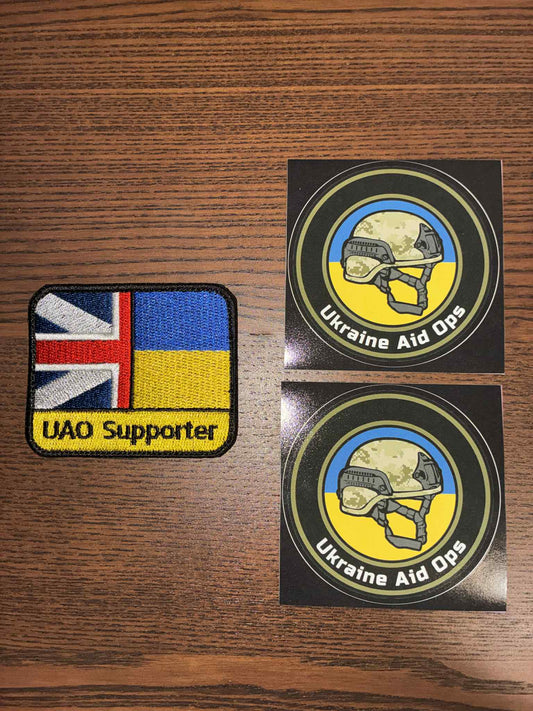 Przekaż darowiznę, aby otrzymać: UAO Support Patch (Wielka Brytania) + 2 naklejki UAO