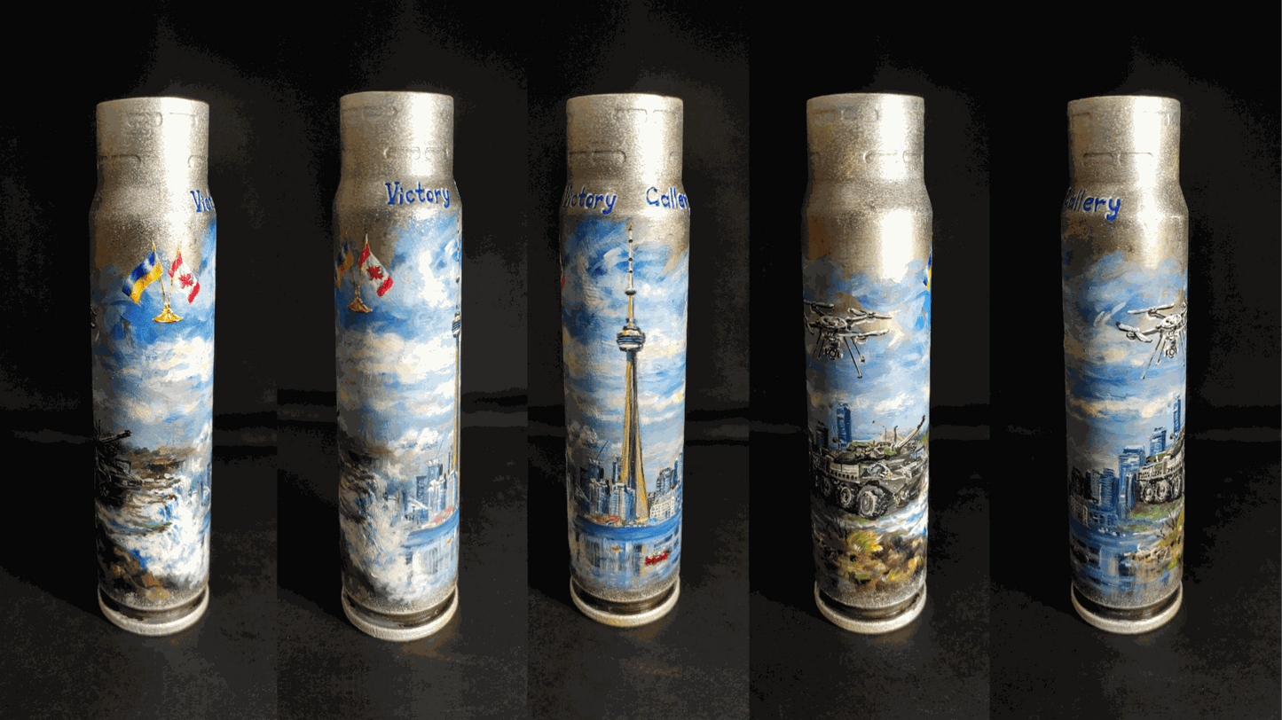 30mm shell painted with Canada Niagara Falls, Toronto CN Tower, and Armoured Combat Support Vehicles by Inna Zubok