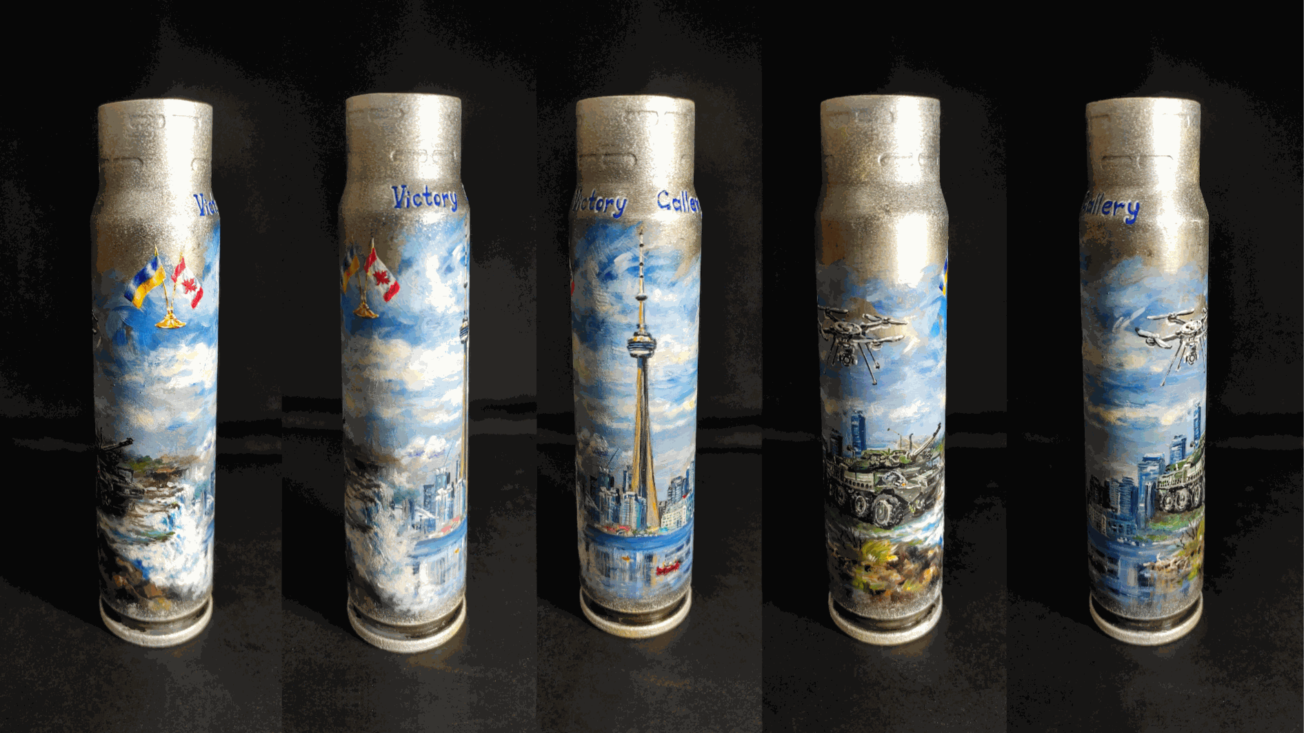 30mm shell painted with Canada Niagara Falls, Toronto CN Tower, and Armoured Combat Support Vehicles by Inna Zubok