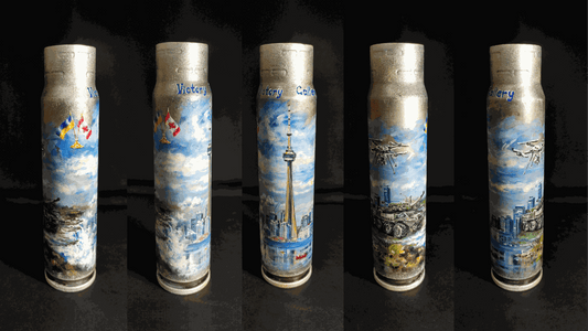 30mm shell painted with Canada Niagara Falls, Toronto CN Tower, and Armoured Combat Support Vehicles by Inna Zubok