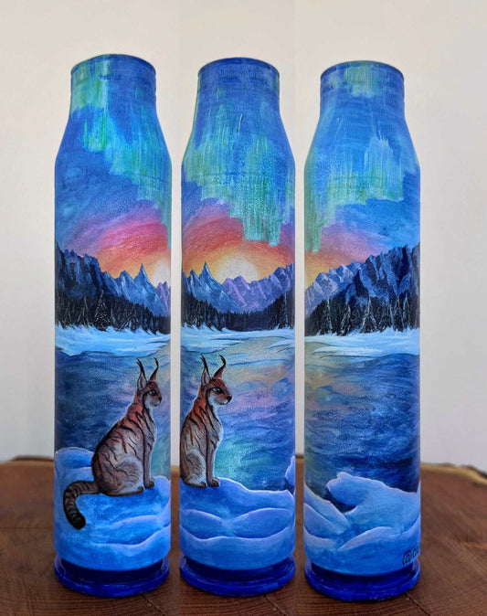 Ukrainian storks painted on large Gepard shell by Anna Huliaeva in Kyiv oblast, related to Germany and wartime protection