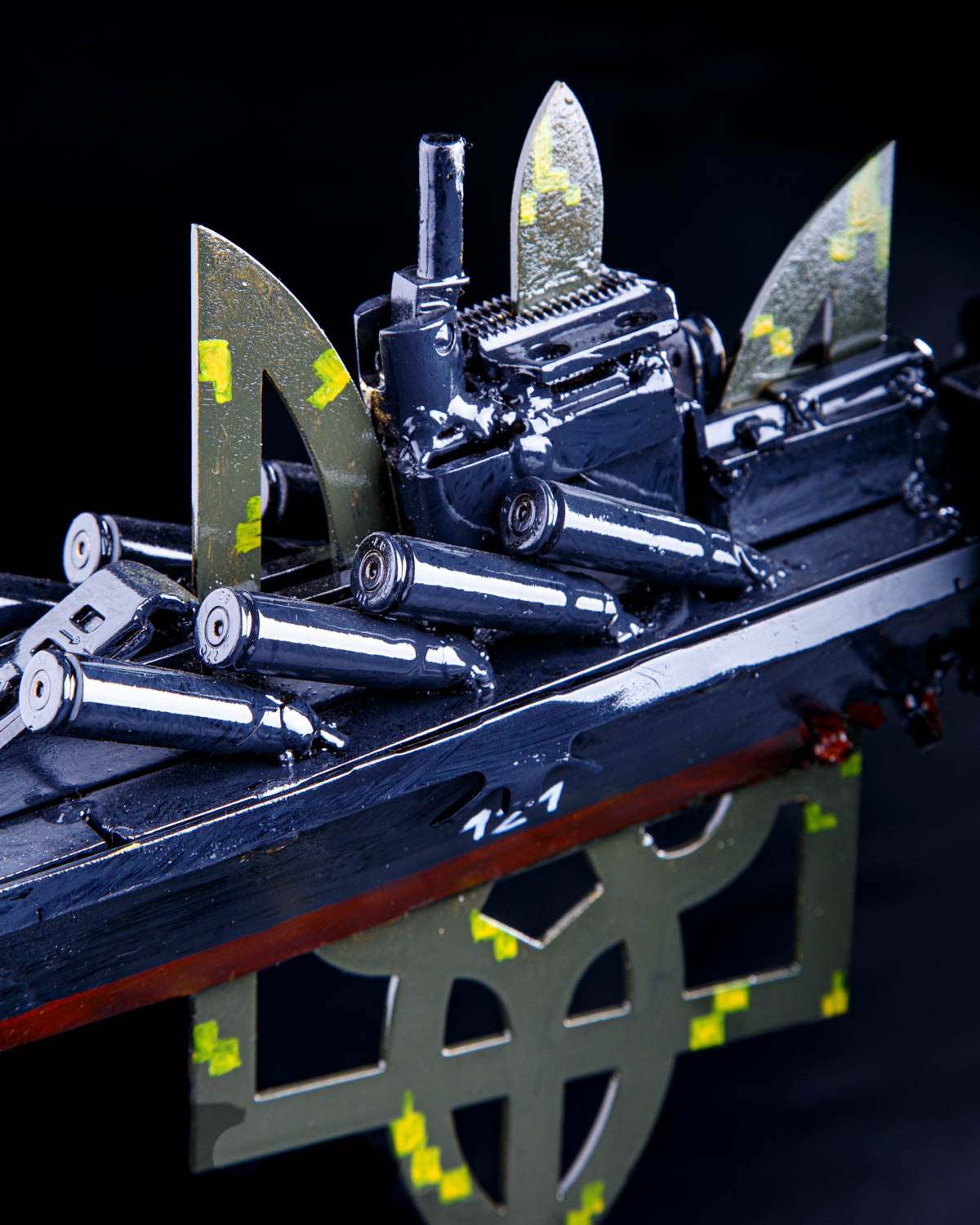 Cruiser Moskva impaled on Tryzub symbol artwork