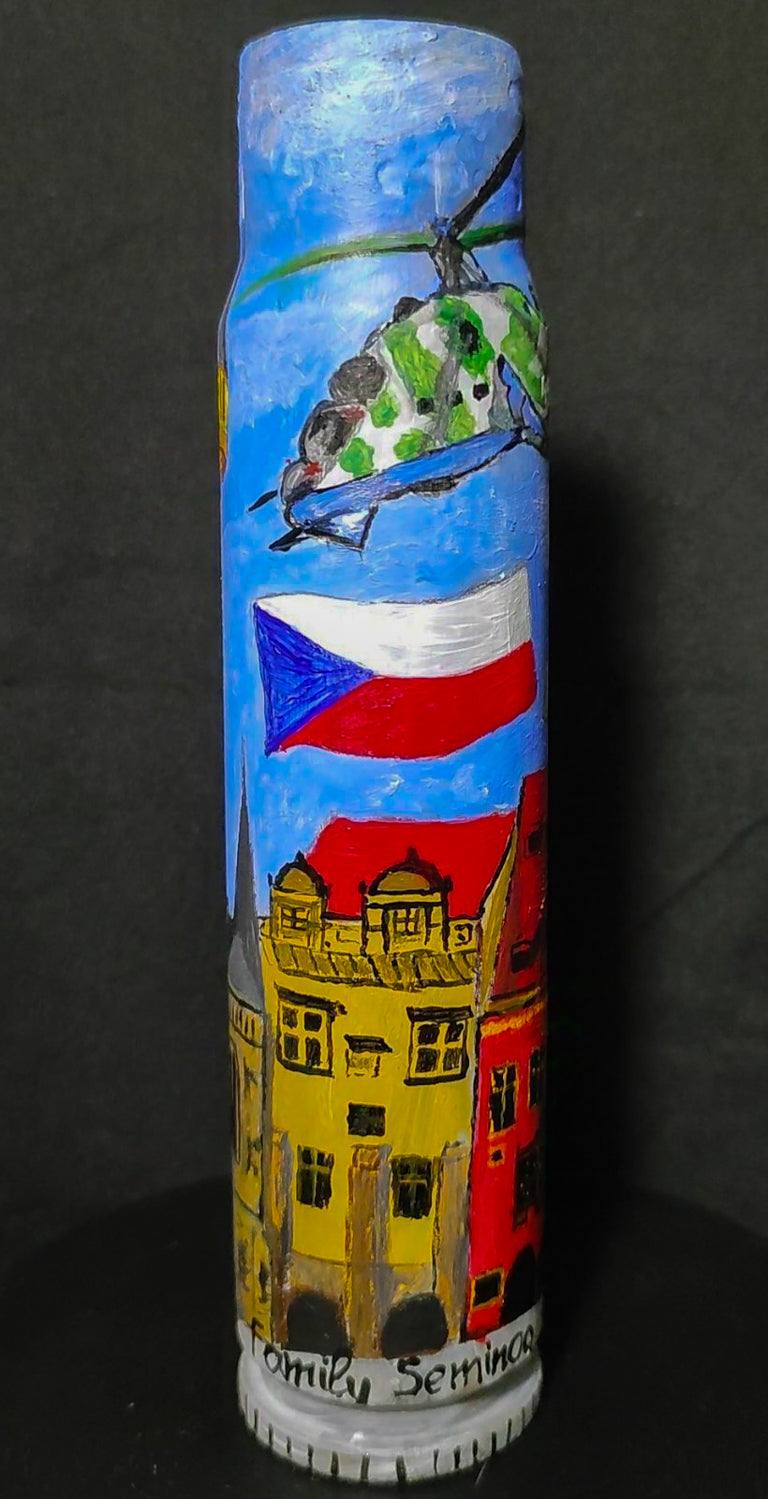 30mm shell painted artwork by Julia Seminoh thanking Czech Republic