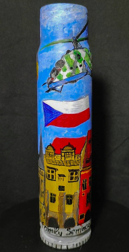 30mm shell painted artwork by Julia Seminoh thanking Czech Republic