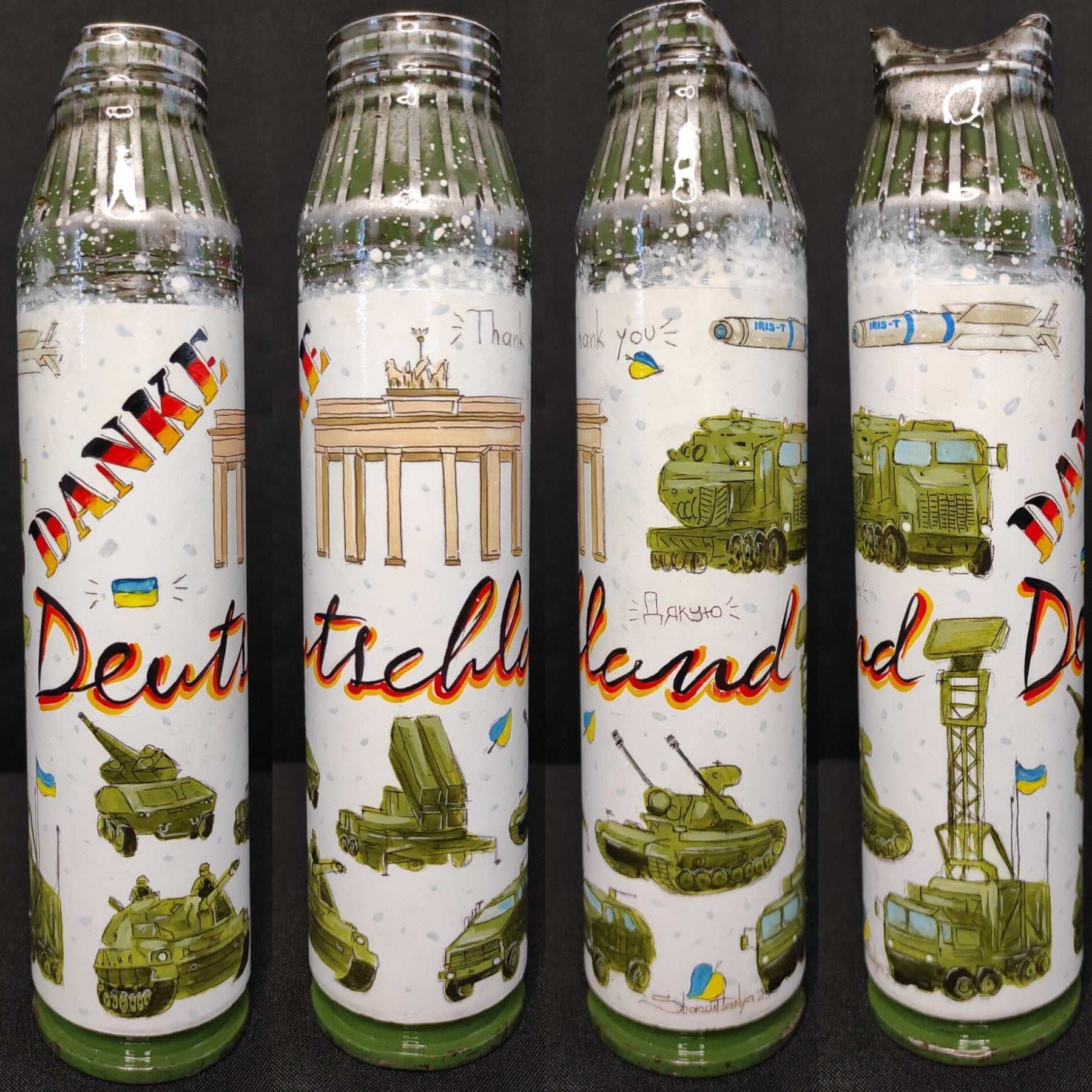 Danke Deutschland artwork painted on Gepard shell by Tanya Shacun