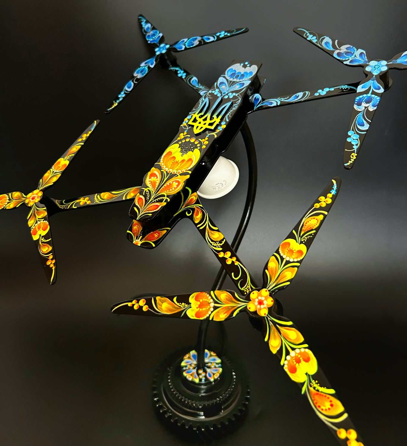 Drone Lamp 43x34cm with 138cm wire and European 220V outlet designed by Hisoshi Art Studio and painted by Anastasia Leonova