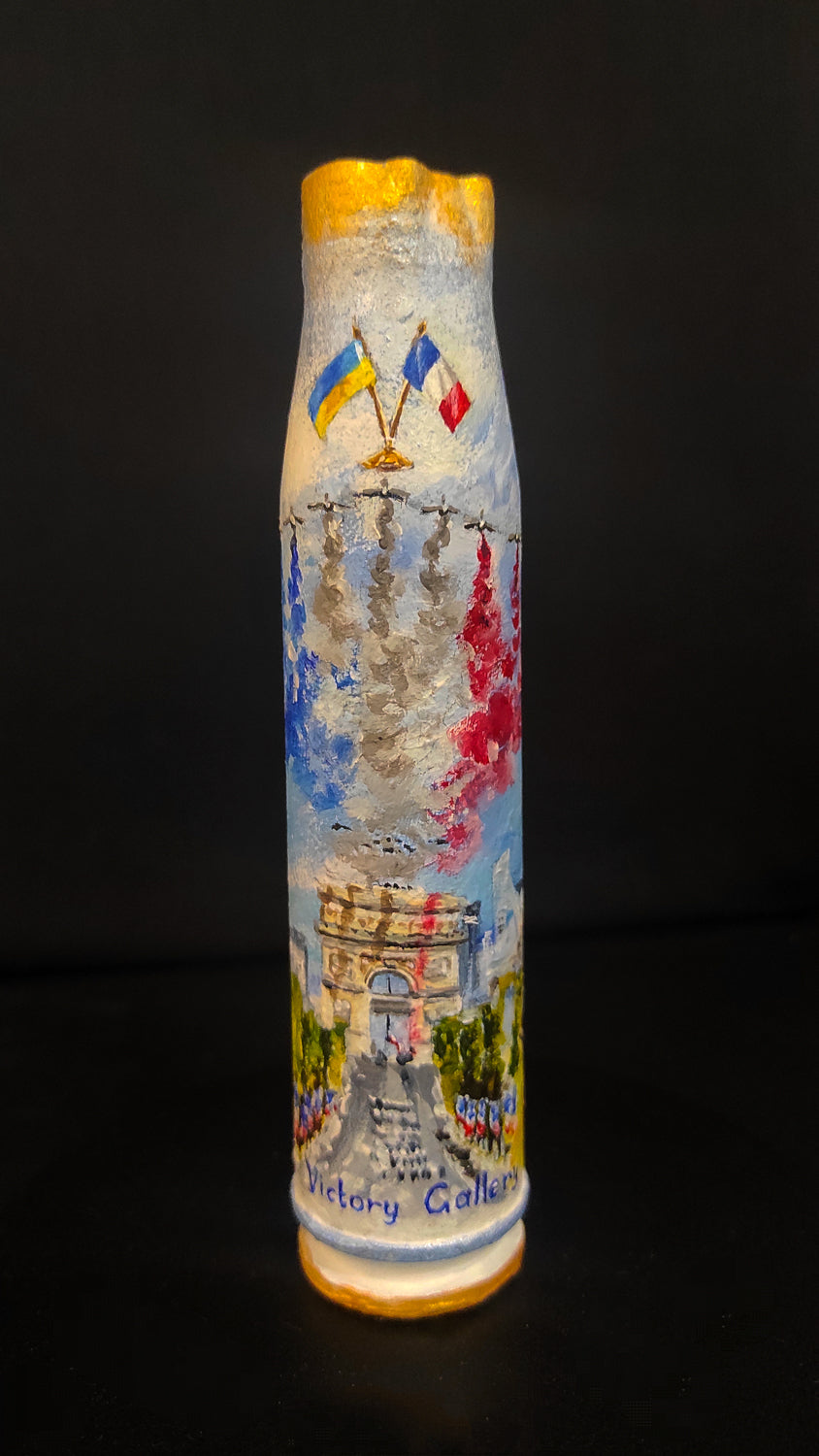 30mm shell 16.5cm tall with France Eiffel Tower and "Thank you France" painted by Inna Zubok