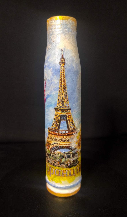 30mm shell with France Eiffel tower drawing and "Thank you France" inscription