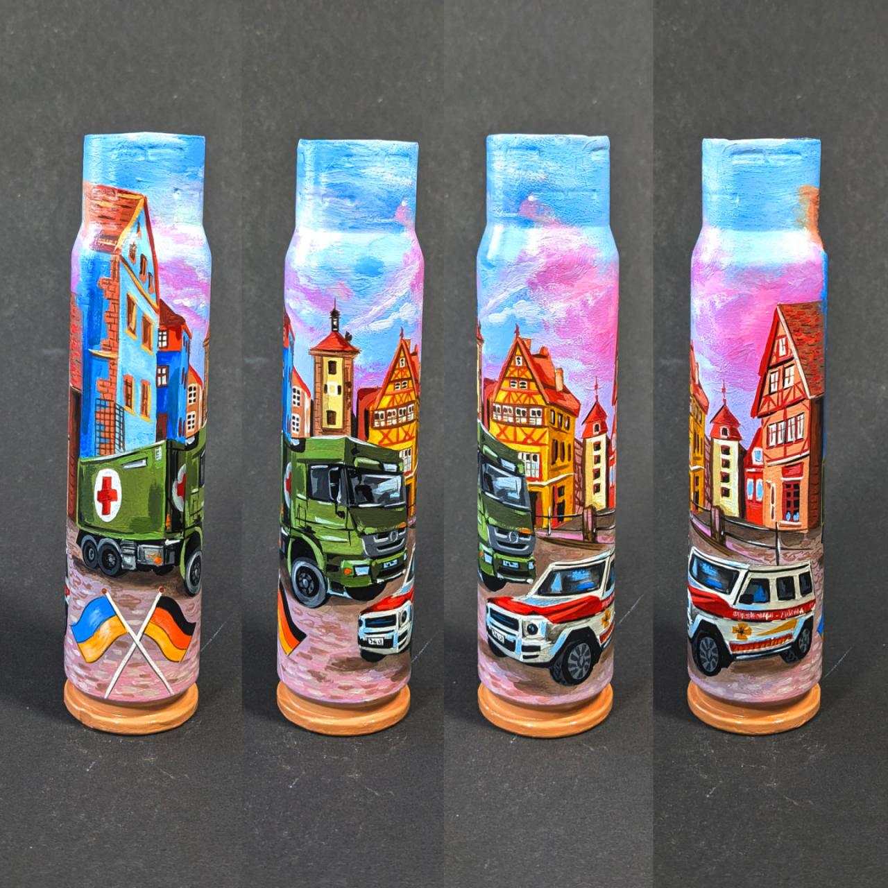 Detailed 30mm shell drawing painted by Catherine Ruban, titled "Thank you Germany"