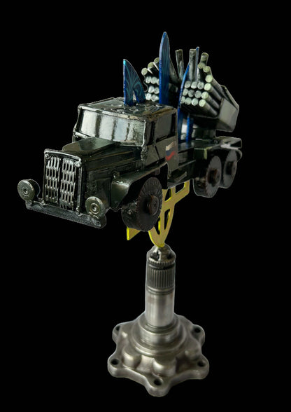 Grad missile impaled on Tryzub sculpture 33x25cm by Hisoshi Art Studio
