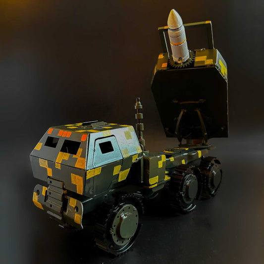 HIMARS launcher firing ATACAMS missile in digital artwork