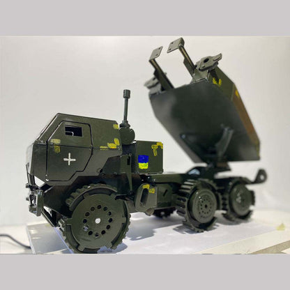 Model of M142 HIMARS rocket system without visible ATACAMS missile