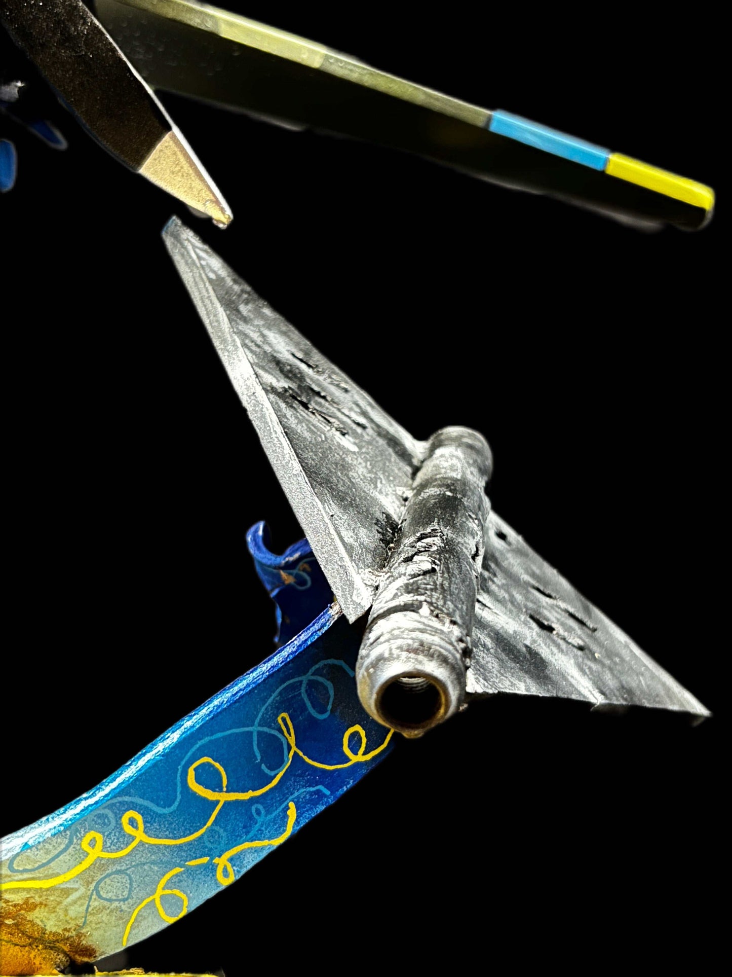 Yak-52 model shooting down shahed drone artwork by Hisoshi Art Studio and Anastasia Leonova