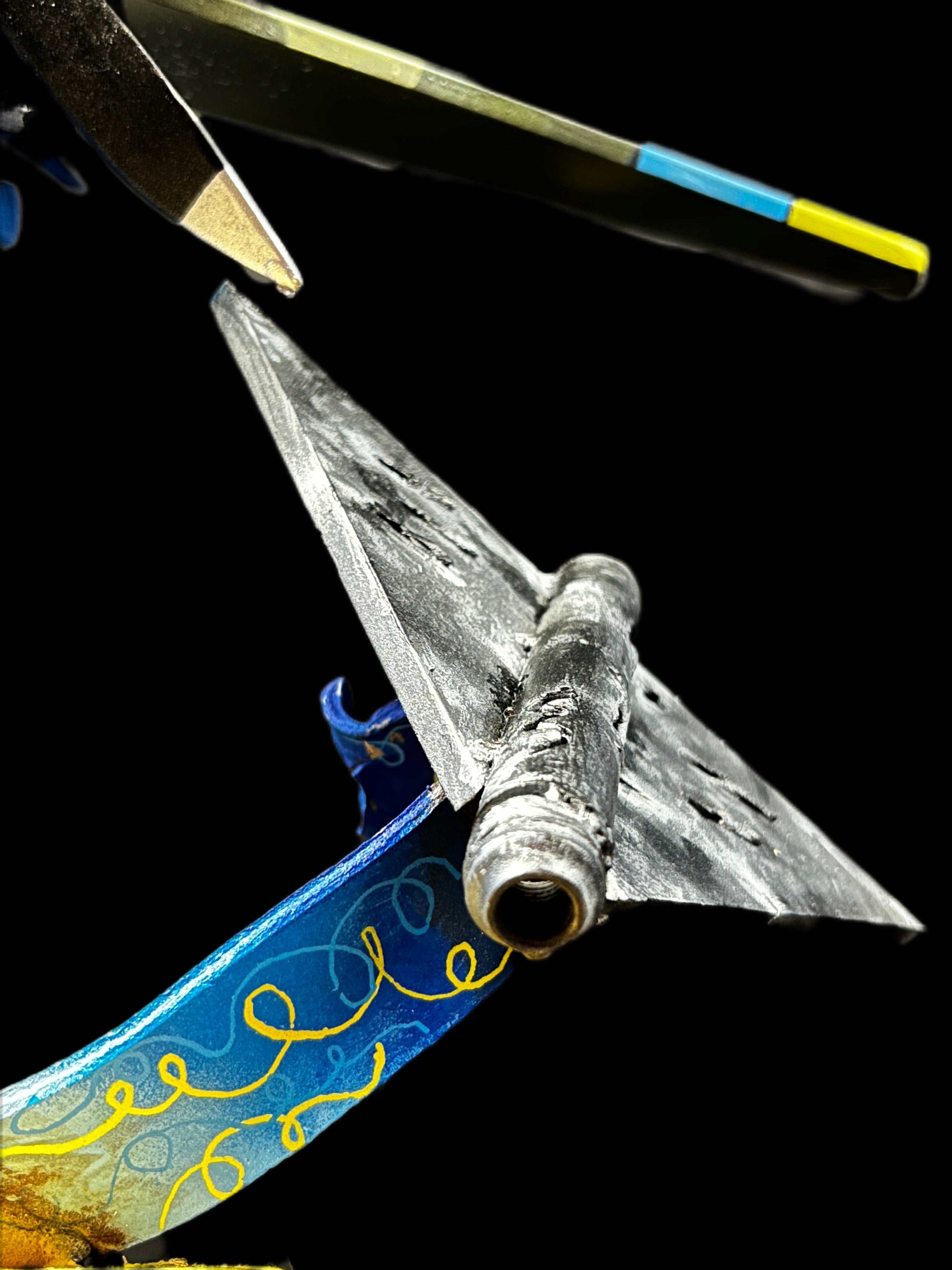 Yak-52 model shooting down shahed drone artwork by Hisoshi Art Studio and Anastasia Leonova