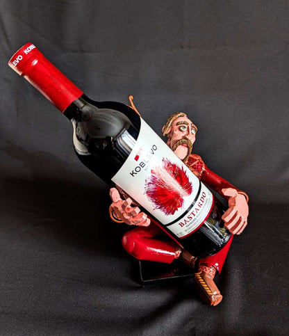 Kozak Wine Holder by Hisoshi Art Studio, painted by Catherine Ruban, made from frontline shells, 27cm tall