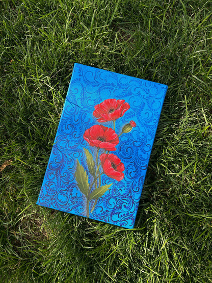 Map of drones with poppy flowers artwork