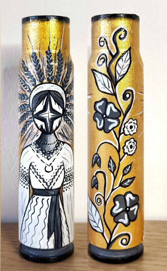 Motanka doll drawn on 30mm shell artwork by Anna Huliaieva