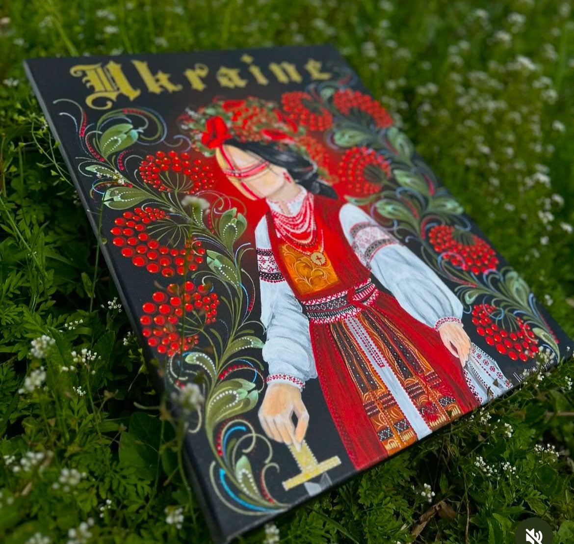 Motanka painted acrylic artwork on 40x50 cm canvas by Anastasia Leonova