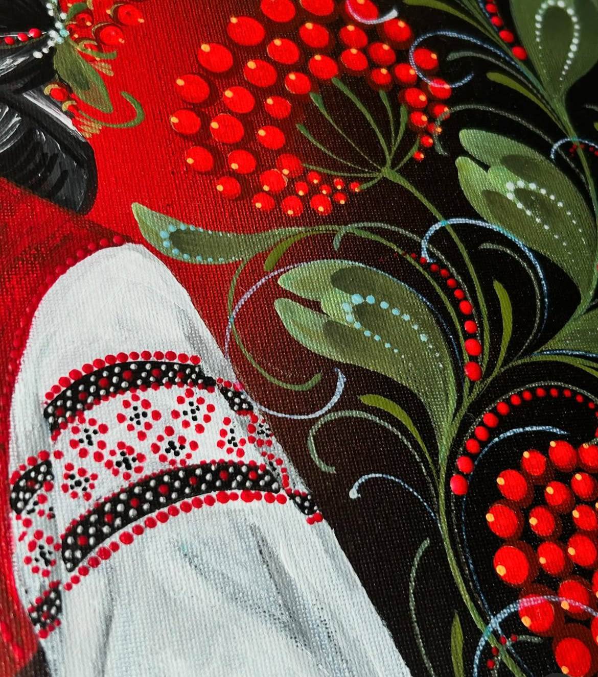 Motanka painted acrylic artwork on 40x50 cm canvas by Anastasia Leonova