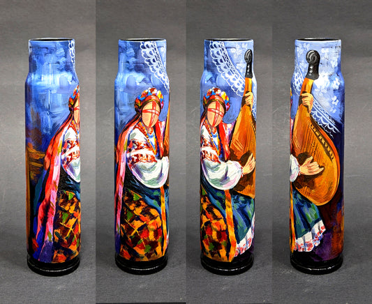Ukrainian Motanka Bandura, painted on 30mm shell. (Motanka Bandura)