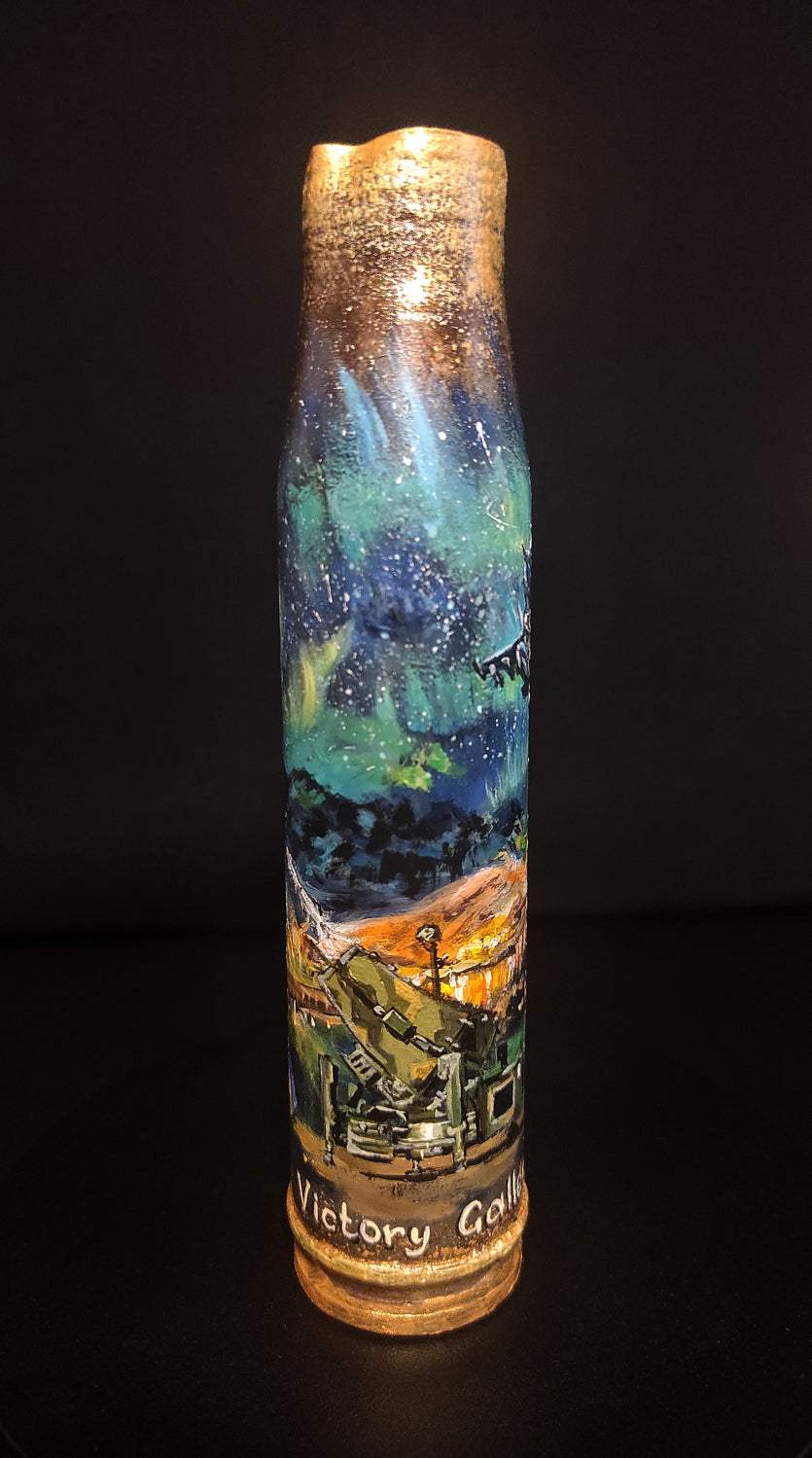 30mm shell painted with Norway Northern Lights artwork by Inna Zubok