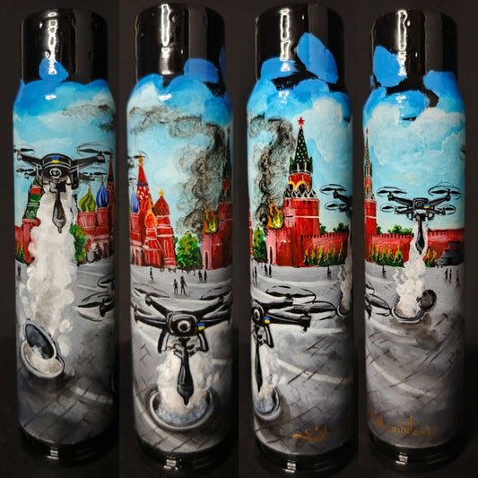 Operation Spiderweb 2.0 artwork painted on 30mm shell by Tanya Shacun