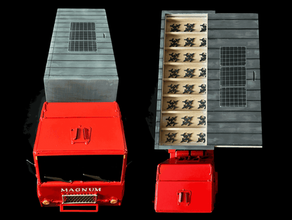 Operation Spiderweb Truck model with unique SBU001 license plate, 56.5x16x23.5 dimensions